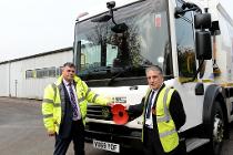 AES’s Martin Sollis and Councillor Sav Scalise with one the fleet vehicles displaying a poppy in support of the Royal British Legion’s annual appeal. The photograph was taken last year before the Covid restrictions were in place.